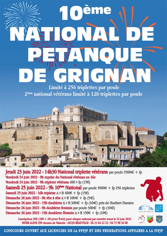 Affiche National Pétanque GRIGNANAISE 2022